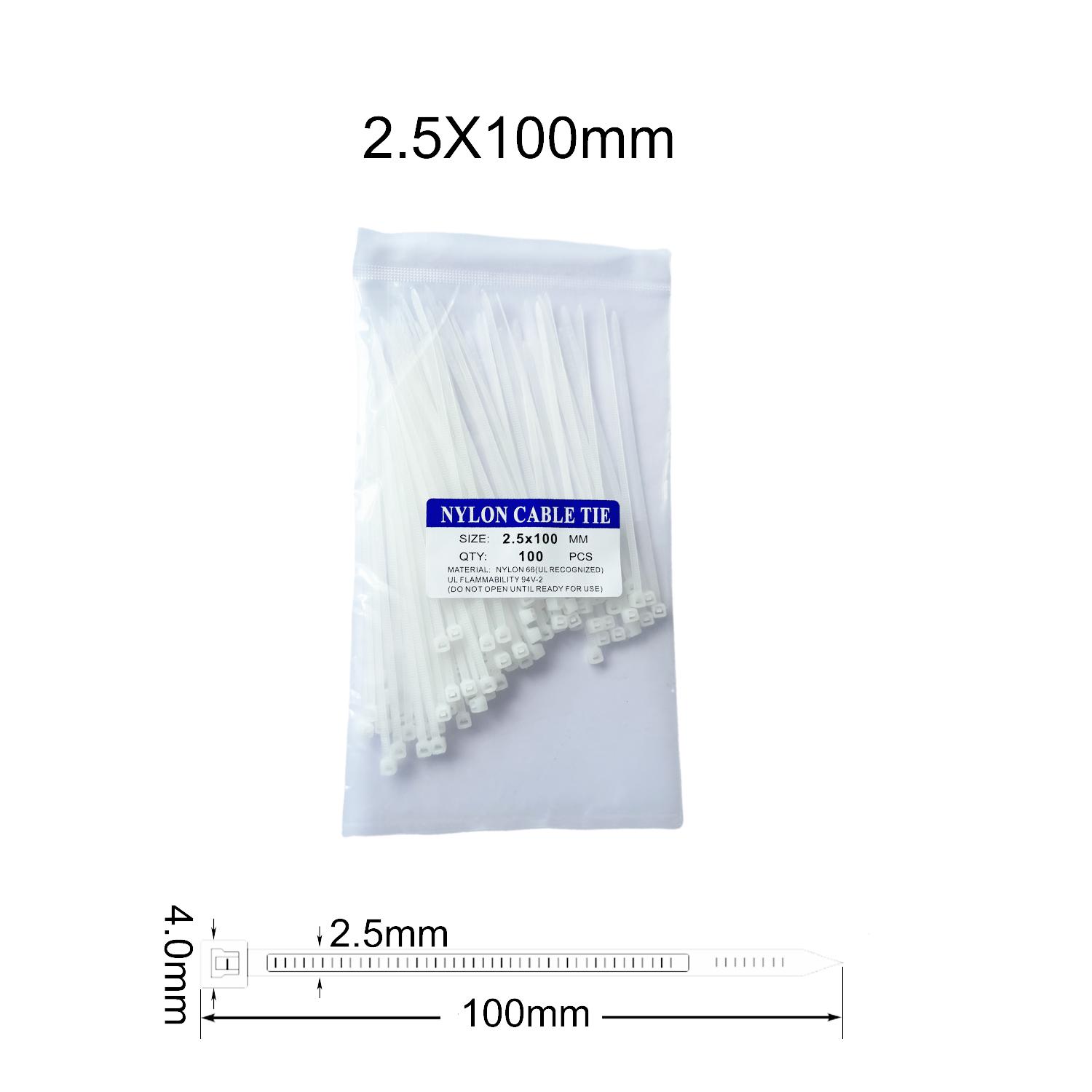 

100 шт./лот 2,5x100 мм міцна пластикова нейлонова кабельна стяжка, самозамикаюче кріпильне кільце, блискавка, застібка, стяжка, червоний, зелений, жовтий 2.5x100mm