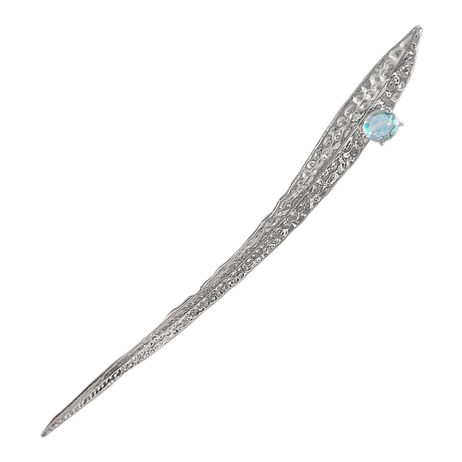 Neo-Chinese Style Metal Hairpin Trendy Glitter Moon Stone Hair Stick Durable Alloy Hairpin Girls Jewelry Hair Accessories 1pc серебряный