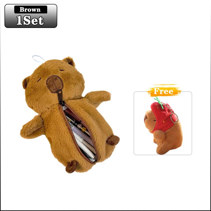 1-5PCS Capybara Plush Pencil Case Large Capacity Cute Cartoon Student Storage Pouch Desk Stationery Organizer Storage Bag