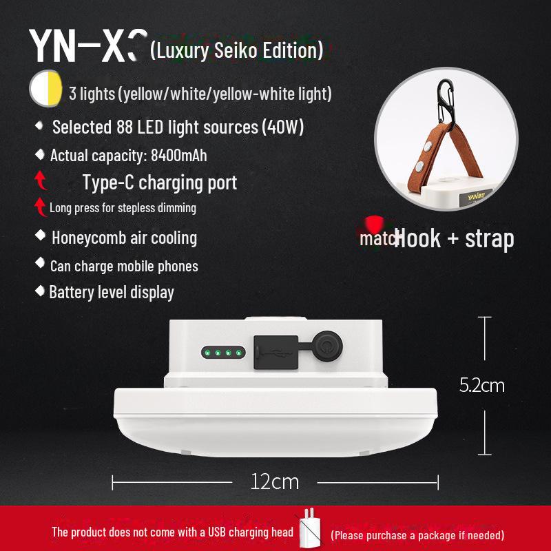 Yani LED Camping Light: Super Bright, Rechargeable, Portable Emergency Tent Light with Lithium Battery.