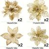 8/16Pcs Glitter Christmas Decorations Artifical Flowers Christmas Tree for Home Decor Fake Flower Xmas New Year Gifts Ornaments