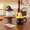 Incantevole Tazza in Ceramica per Gatti con Coperchio - Design Cappello Fantasma, Perfetta per Coppie