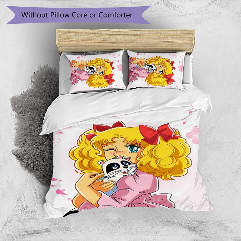 Candy Candy Beddengoed Set 3 Delen Zacht Ademend Dekbedovertrek Kussenslopen Set Wasbaar Slaapkamer Decoratie Huiscadeau
