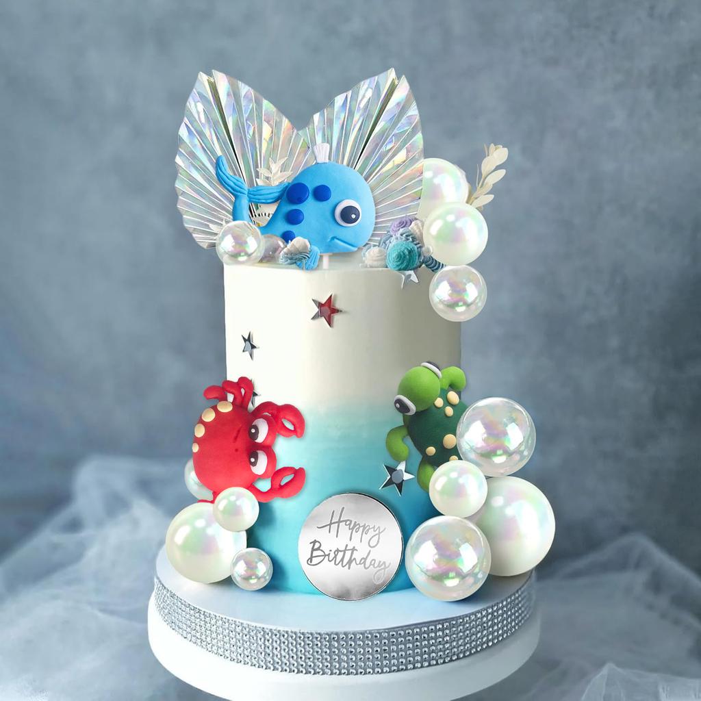 Velrybí ozdoby na dort Krab Želva Figurky Dekorace Podmořský dortový topper pro potřeby na párty s oceánskou tématikou