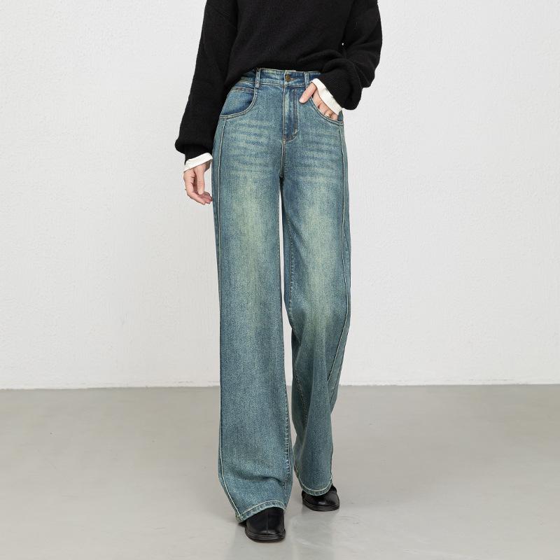 2026 Spring Korean Style High Waist Wide Leg Stretchy Jeans for Women 30