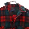 PENDLETON 50s Vintage Wool Blend Check Pattern Long sleeve Open collar shirt Men's Used