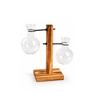 Retro Wood Stand Hydroponic Vase – Small Glass Container for Greenery in Living Room or Office