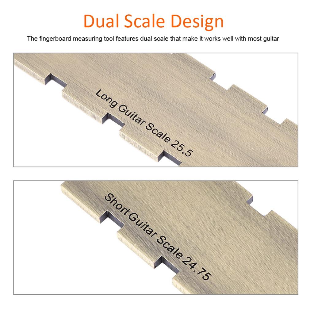 Guitar Fretboard Ruler Measuring Dual Notch Straight Luthier Stainless for Guitar Neck Leveling and Guitar Inspection Tool, Scale, 24.75 Fretboard,