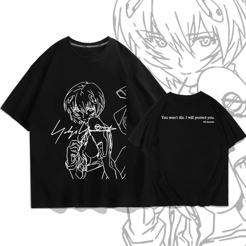 2025 Sommer Anime Chainsaw Ayanami Ri Kurzarm-T-Shirt bedruckt Herren 100% Baumwolle locker Jugend Student halbarmlig Trend Top