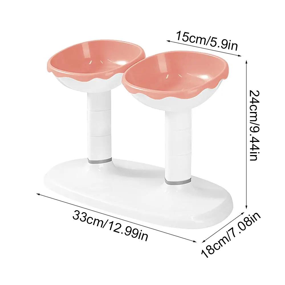 Pet Feeding Bowl Set Tilt Neck Guard Height Adjustable 2 in 1 Cat Dog Food Bowl Drinking Basin Pet Feeding Supplies