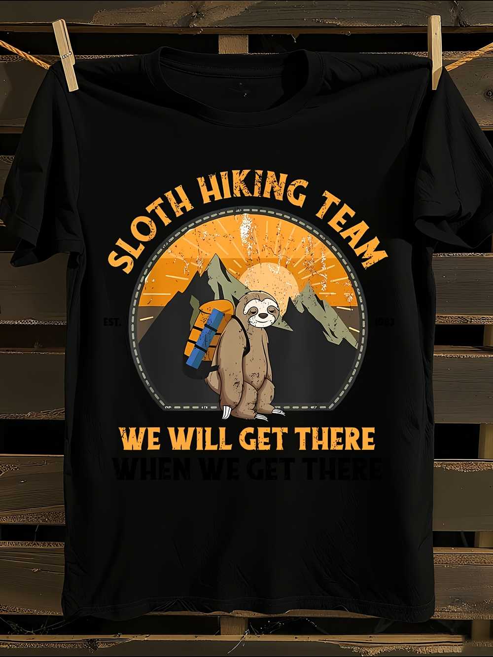 s Sloth Hiking Team Funny Hiking T-Shirt L