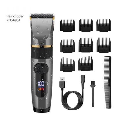 Professional Hair Clipper Ceramic Blade Male Hair Trimmer LED Display Haircut Machine USB Charging