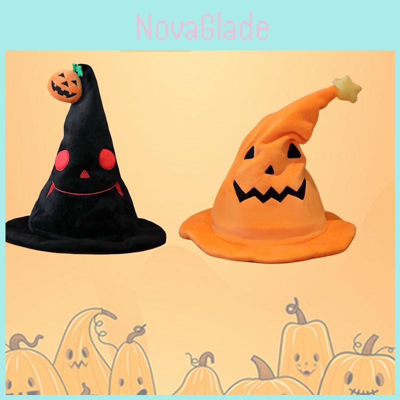 Halloween Electric Pumpkin Elf Hat Ghost Festival Party Costume Plush Toy Yellow 30*30*40cm Black 30*30*40cm
