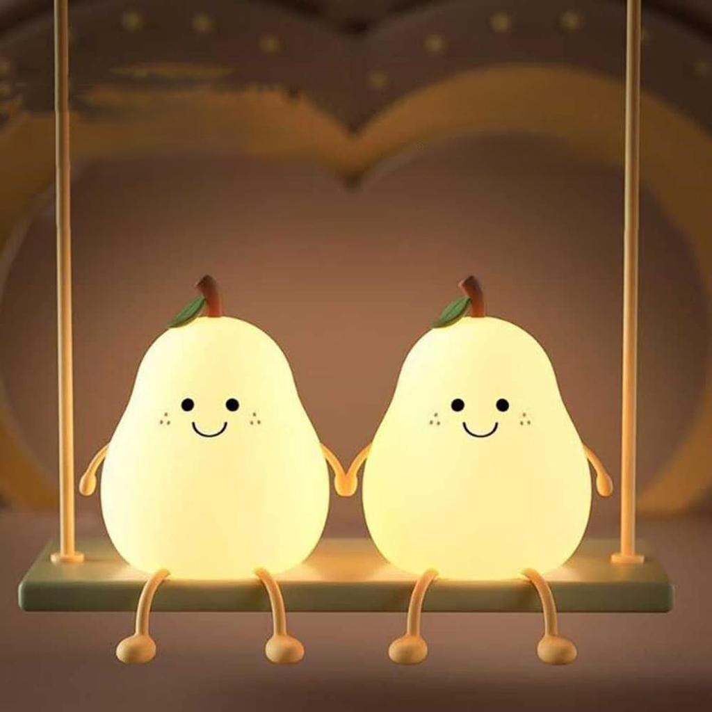 Lampada da notte in silicone a forma di pera. Lampada a forma di pera per bambini.