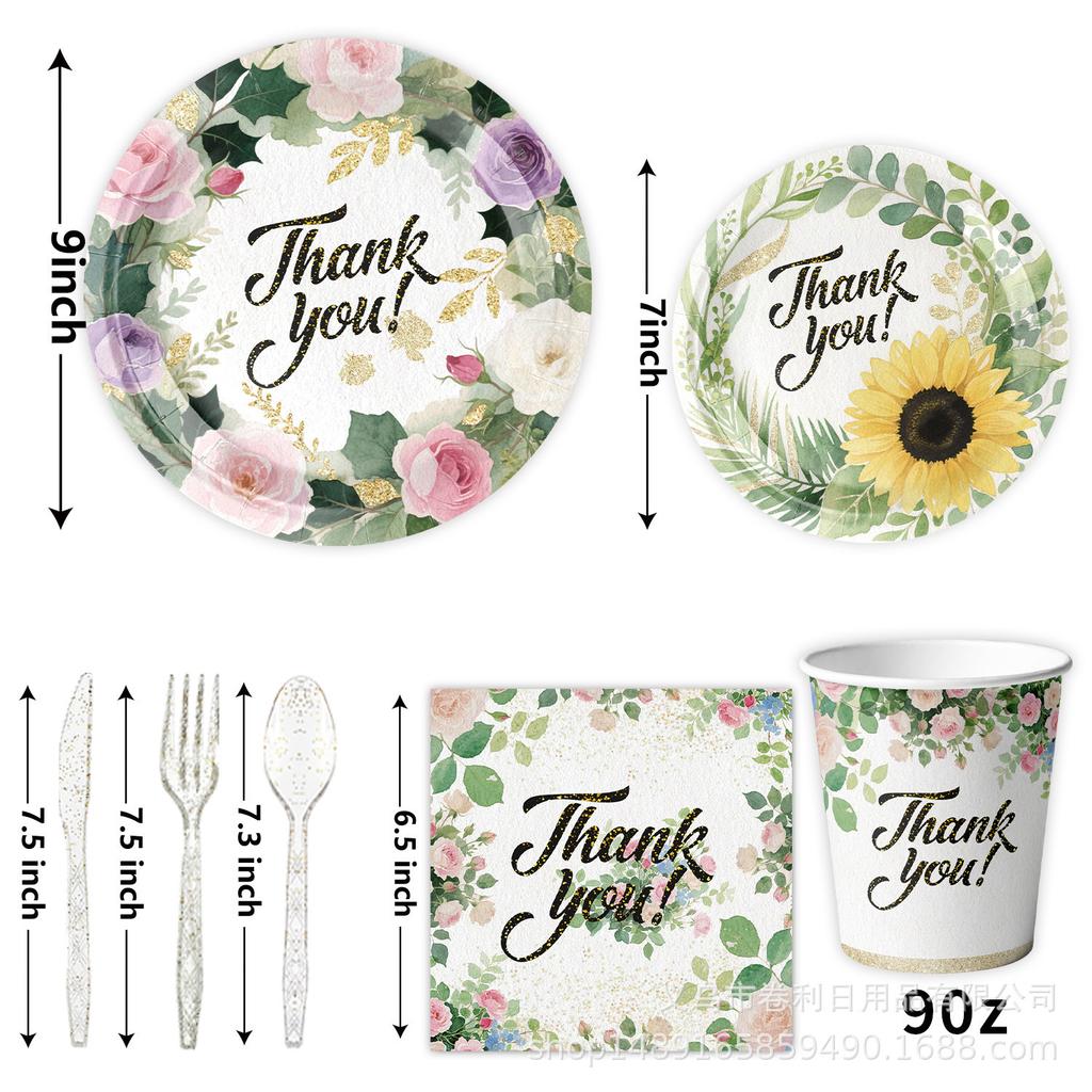 Eucalyptus Leaf Party Supplies Themed Birthday Party Holiday Cutlery Flag Paper Tissue Paper Cup Tablecloth Banner Cutlery