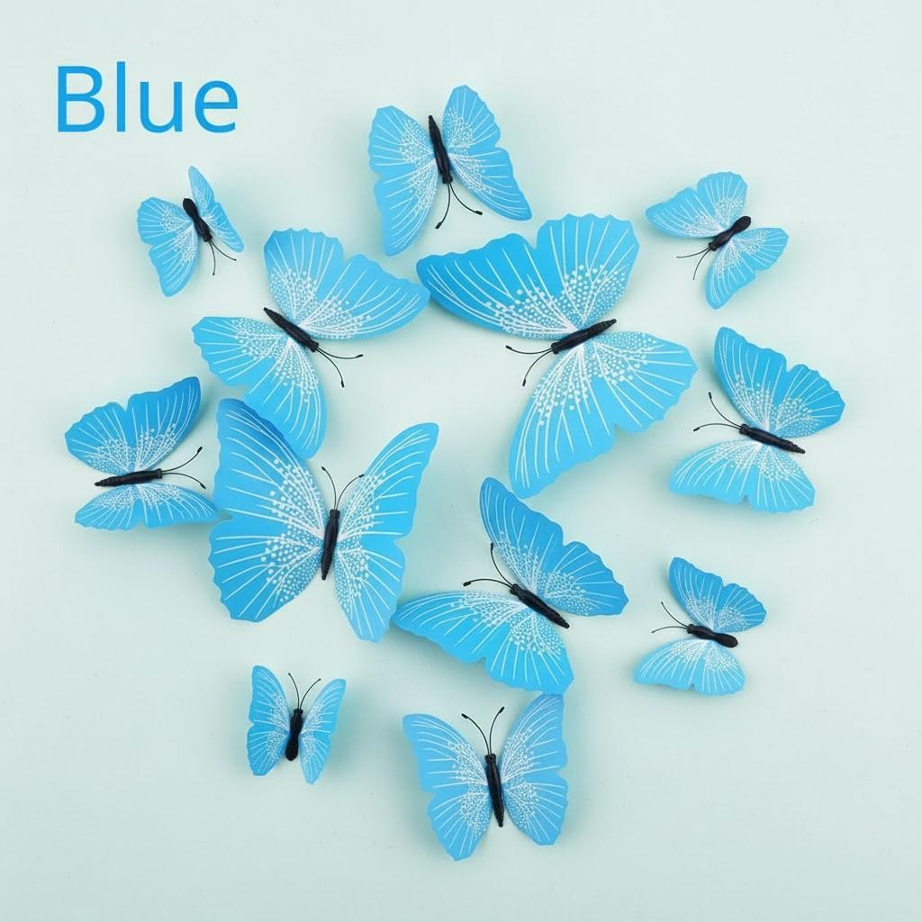 12pcs PVC 3D Butterfly Wall Decor Cute Butterflies Wall Stickers Art Decals Home Decoration Room Wall Art