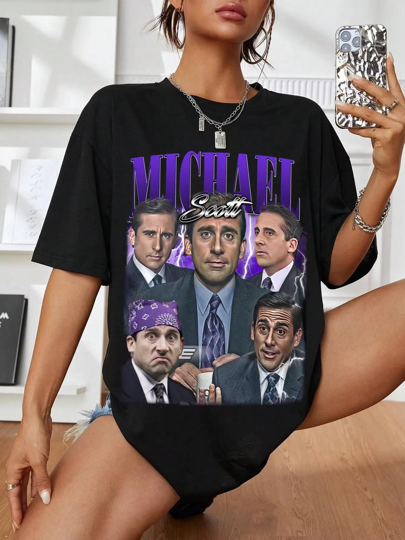 2026 Women Unisex Michael Scott TShirt Vintage The Office Crewneck Funny TV Show Fan Apparel S