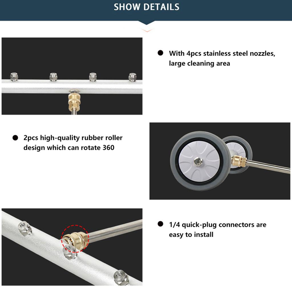 Water Broom Cleaner Dual Function Car Undercarriage Pressure Washer with 2Pcs Rod