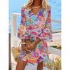 S-5XL Abito a strati con stampa Paisley, abito da vacanza con scollo a V e maniche svasate, abbigliamento da donna