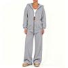 Conjunto de Cardigã Casual com Zíper e Calças para Mulheres, Roupa Confortável para Outono Inverno