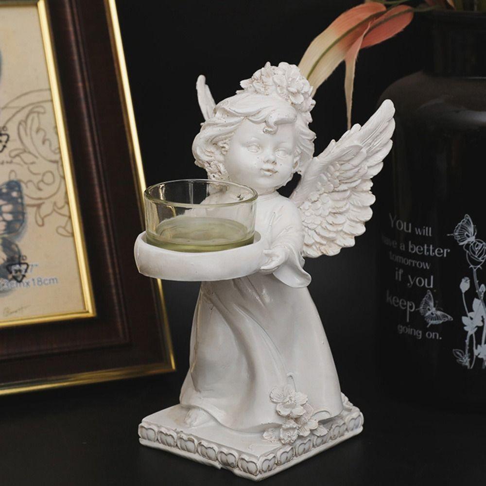Nordic Angel Candle Holder Decorative Angel Display Holder Resin Angel Ornament  Candlelight Dinner