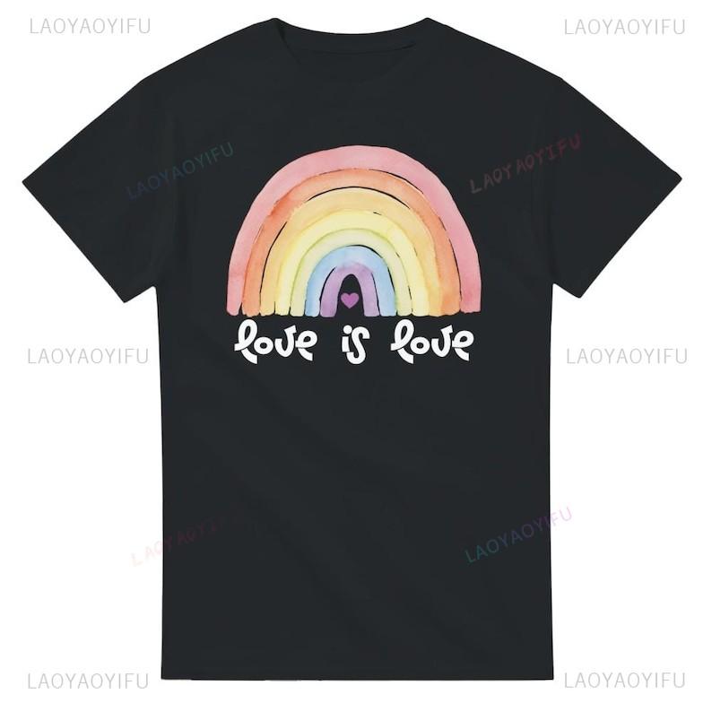 Pride Rainbow TShirt Retro Pride Love Is Love Gay Pride LGBT Unique Shortsleev New Arrival Oneck Streetwear Casual TShirt