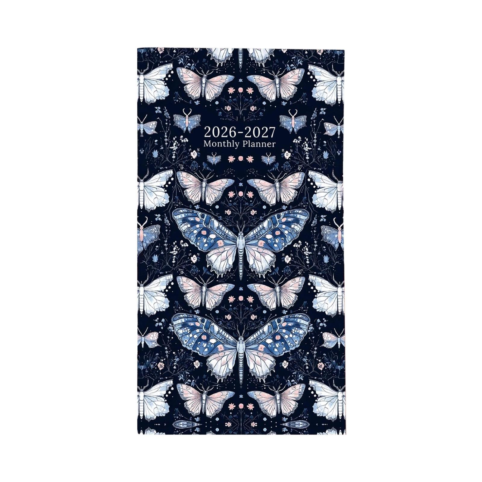 

2026-2027 Mini Pocket Calendar Floral Pattern Portable Monthly Planner Compact Travel Friendly Schedule Organizer One Size