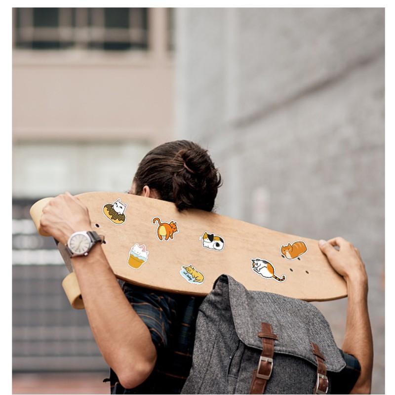 50PCS Waterproof Cute Fat Cat Stickers Cartoon Graffiti Suitcase Notebook Mobile Phone Fridge Water Cup - Bulk Pack