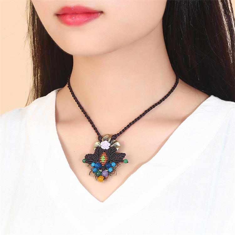 Original Handmade Ethnic Style Agate Short Necklace Femininity Retro Versatile Collarbone Chain Simple Classical Accessories