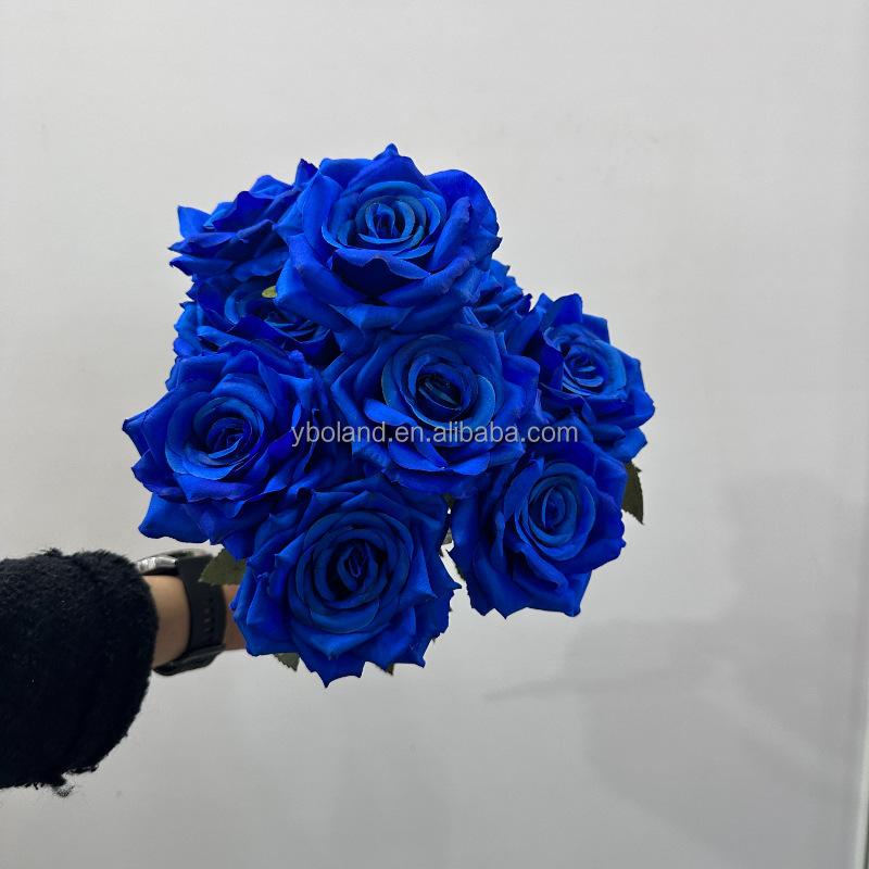 9 Heads Silk Cloth Burnt Orange Rose Bouquet for Wedding Home Party Christmas Decoration Bouquet Artificial Decorative Flowers