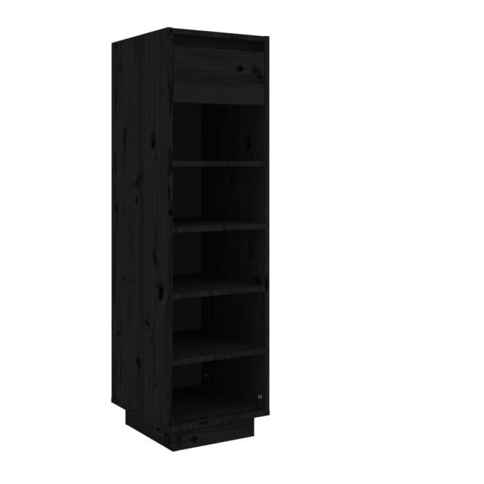 VidaXL Armoire à chaussures Noir 34x30x105 cm Bois de pin massif 813559
