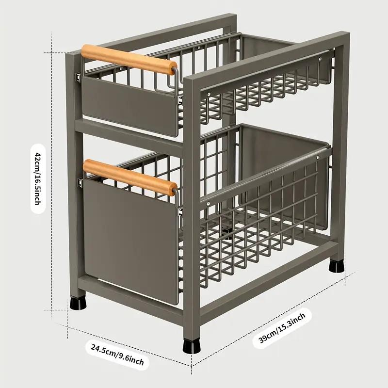 Kitchen Organizer with 2 Pull-Out Baskets Steel 24.5x39x42cm