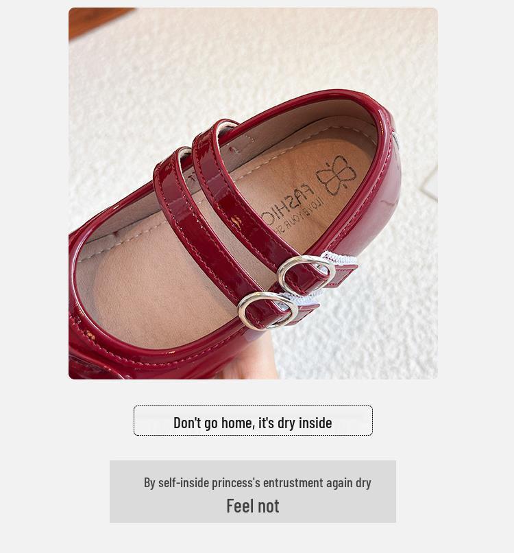 Girls' Silver Mary Jane Leather Shoes - Sweet Flat Soft Sole Children's Style