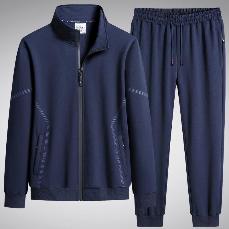 Men's 2024 Autumn Casual Dadwear: Plus Size Loose Cardigan Sweatshirt & Long Pants Two-Piece Sports Set