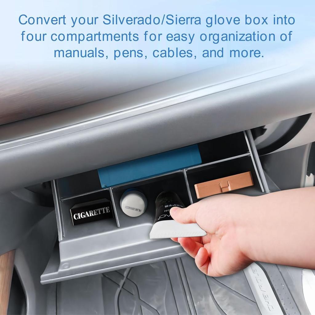 EDBETOS Glove Box Organizer Compatible with Refreshed - 2024 2025 Silverado/Sierra 1500,2024 2025 Chevy Silverado/GMC Sierra 2500HD 3500HD