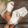 Fashion Outdoor Adjustable Strap Platform Sandals Women Summer Rivet Solid Wedges Women'sandals Slip-on Walking Sandles Woman