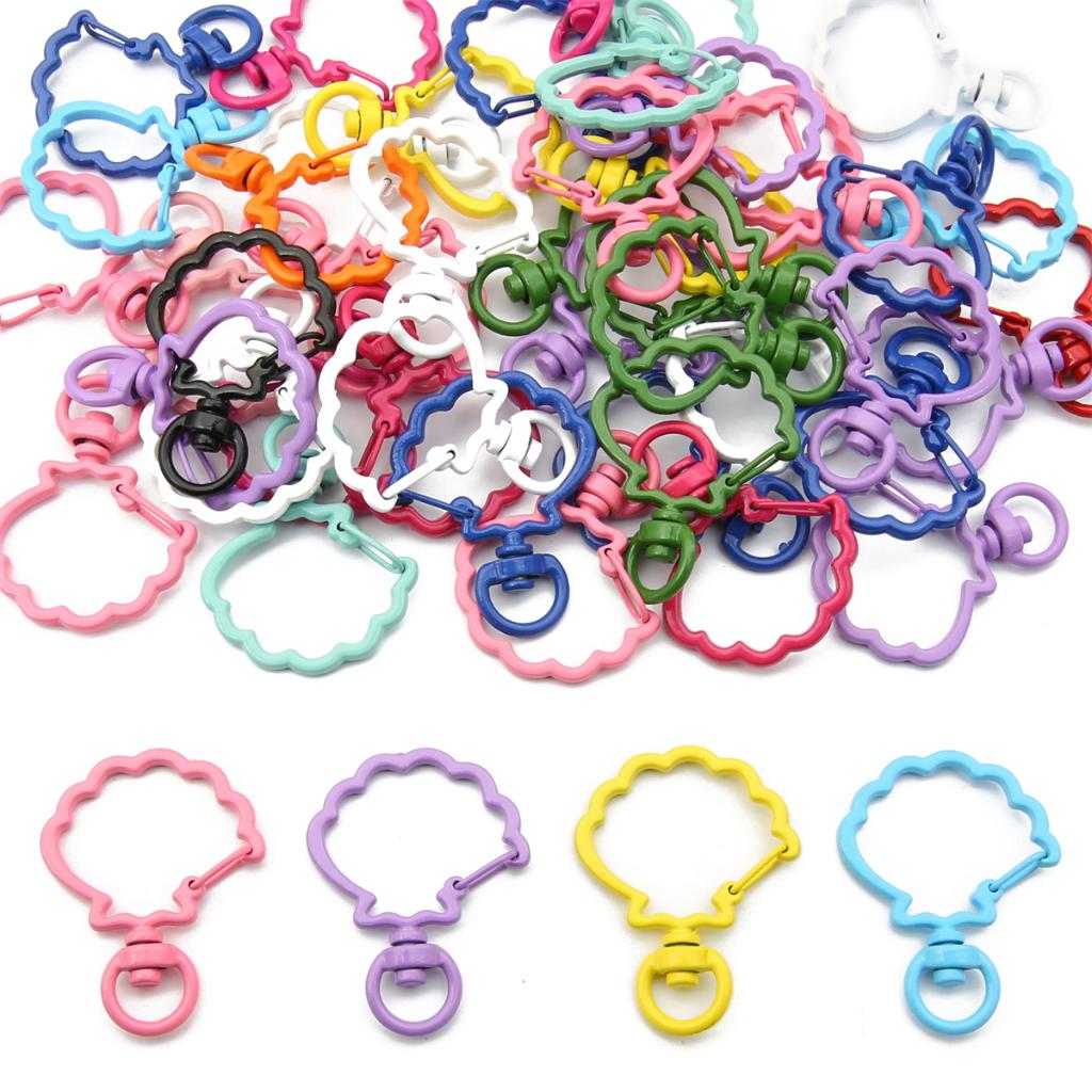 31X39mm Candy Colored Alloy Shell Shaped Spring Buckle Special-shaped DIY keychain Accessories Creative Accessories Hanging Ornaments
