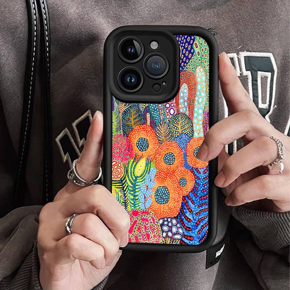 Japanese Y-Yayoi K-Kusama Art TPU Phone Cover For Iphone 17 16 15 14 13 12 11 Pro Max Plus Case Cover