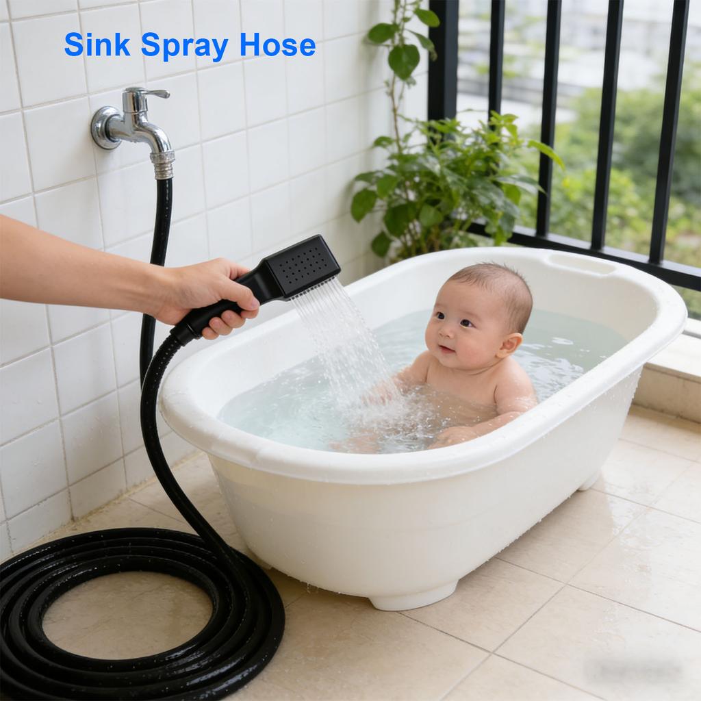 Sink Spray Hose Rubber Portable Handheld Shampoo Faucet Sprayer Hose for Pet Bathing Hair Washing Vegetable Rinsing 4.92ft