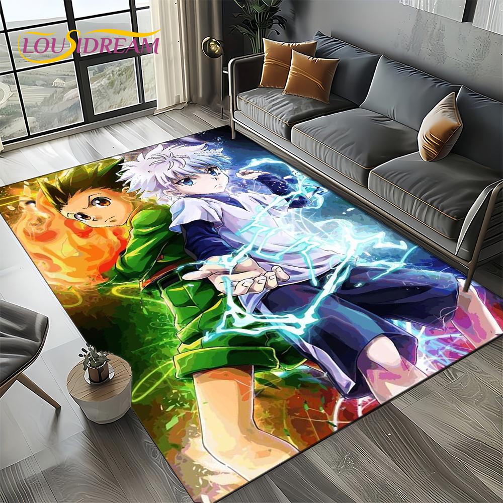 Alfombra HxH Anime Hunter×Hunter Dibujos Animados para Dormitorio Sala de Estar Decoración de Sofá del Hogar, Alfombrilla Grande Decorativa Infantil Regalo