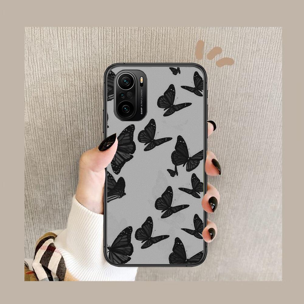 Beautiful Butterfly Pattern Phone Case For Xiaomi Redmi POCO F1 F2 F3 X3 Pro M3 9C 10T Lite NFC Black Cover Silicone Back Prett