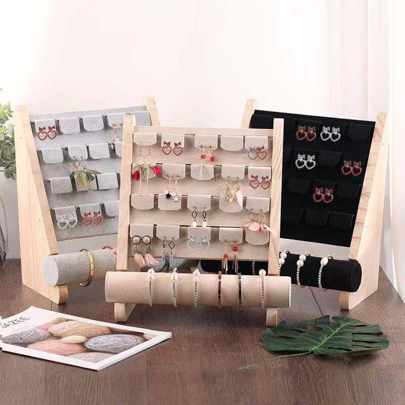 Solid Wood Multi-Functional Jewelry Stand: Earring, Stud, Bracelet, and Watch Holder New Zealand Wood