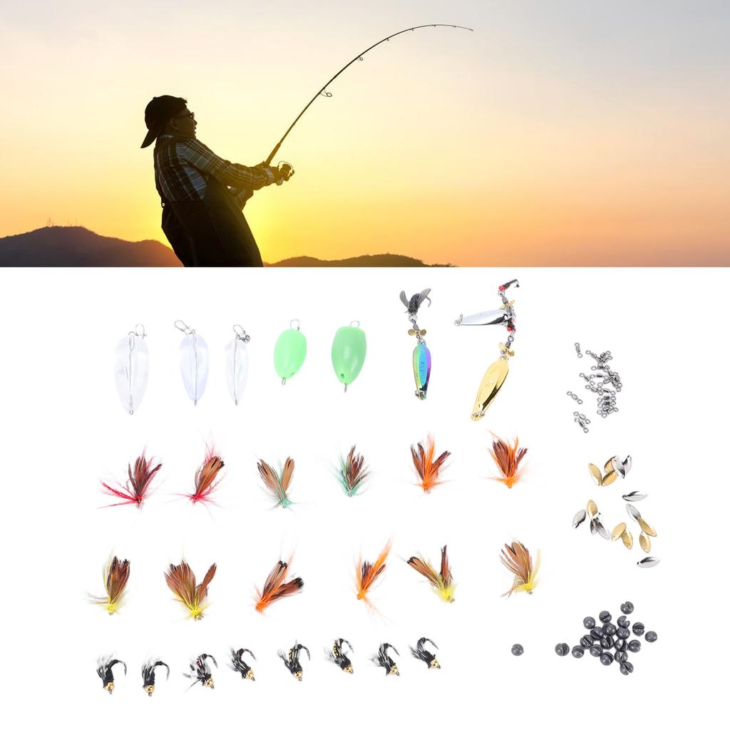 Fly Fishing Kit 88 Pcs Exquisite Lifelike Fishing Lures Hook Sequin Accessories Set