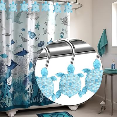 12 Pezzi Ganci ad Anello per Tenda da Doccia Tartarughe Marine da Bagno Installazione Semplice Decorativi in Metallo Appendi Tenda da Doccia