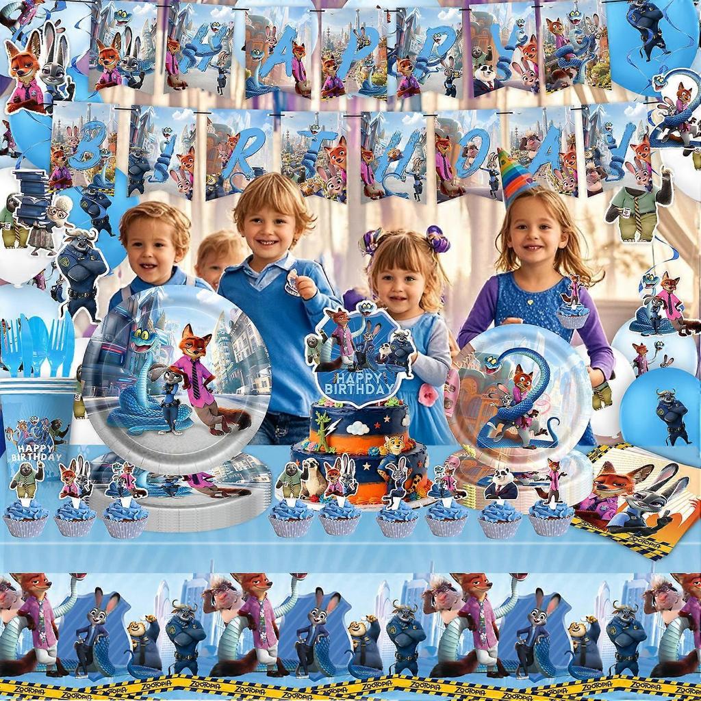 Kit Decorazioni Festa di Compleanno Zootopia 2, Striscioni Piatti Tovaglia Palloncini Forniture