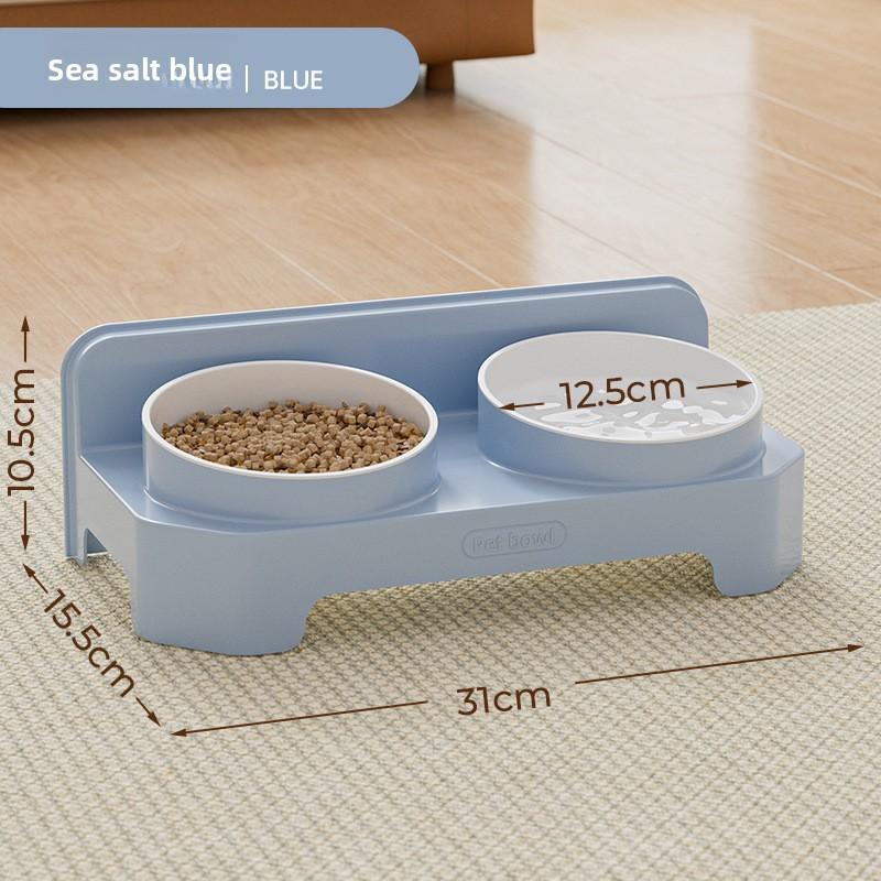 Pet Bowl for Drinking Water and Feeding, Double Bowl To Prevent Knocking, Cat Bowl, Dog Bowl, Deepened Water Splash-proof, Cat and Pet Supplies