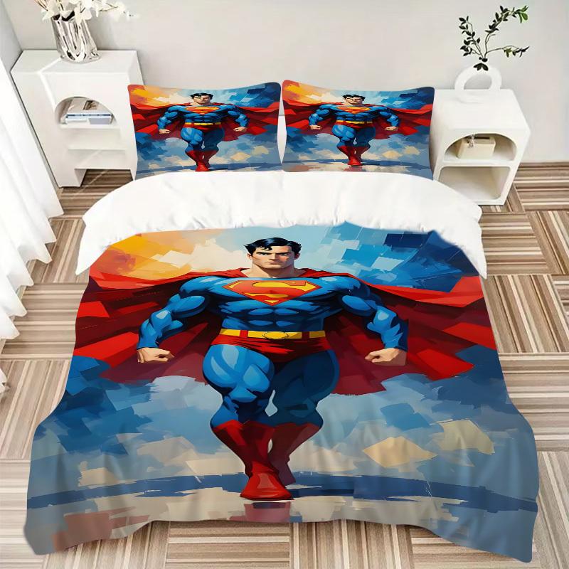 3pcs Superman Cover Set,Soft Comfortable Duvet Cover,Guest Room (1*Duvet Cover + 2*Pillowcases, Without Core) yy251024177