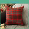 Soft And Comfortable Christmas Cushion With Classic Red And Green Plaid Design For Couch Decor