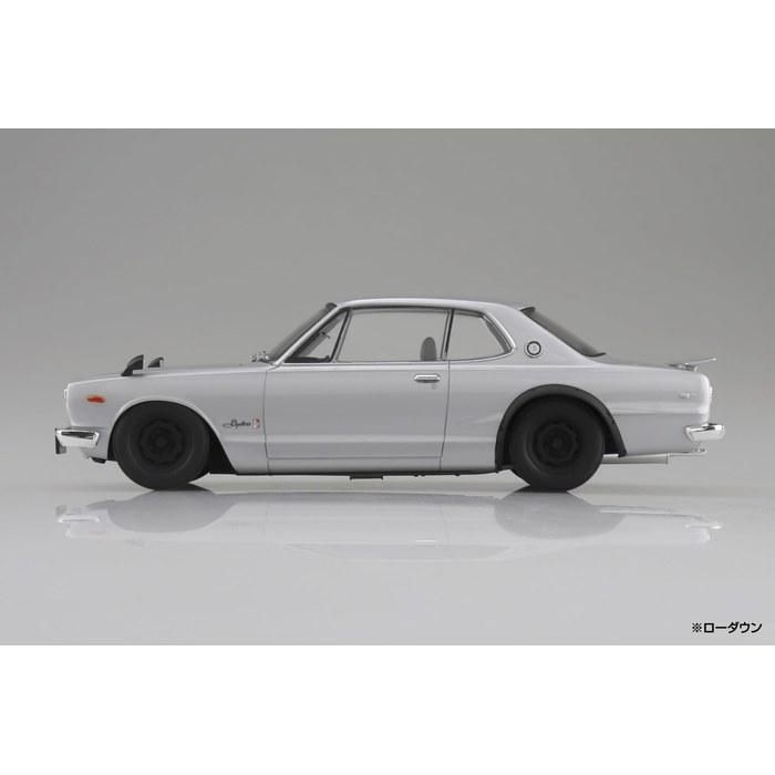 Aoshima 1/24 Snap Kit Series KPGC10 Skyline HT 2000GT-R 1970 (Silver) Pre-Colored Plastic Model 01-SI
