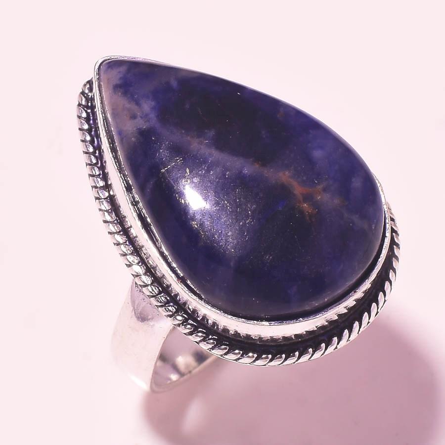 

Sodalite Gemstone Ring Handmade Antique Thanksgiving Gift Jewelry 7.25 F2W64
